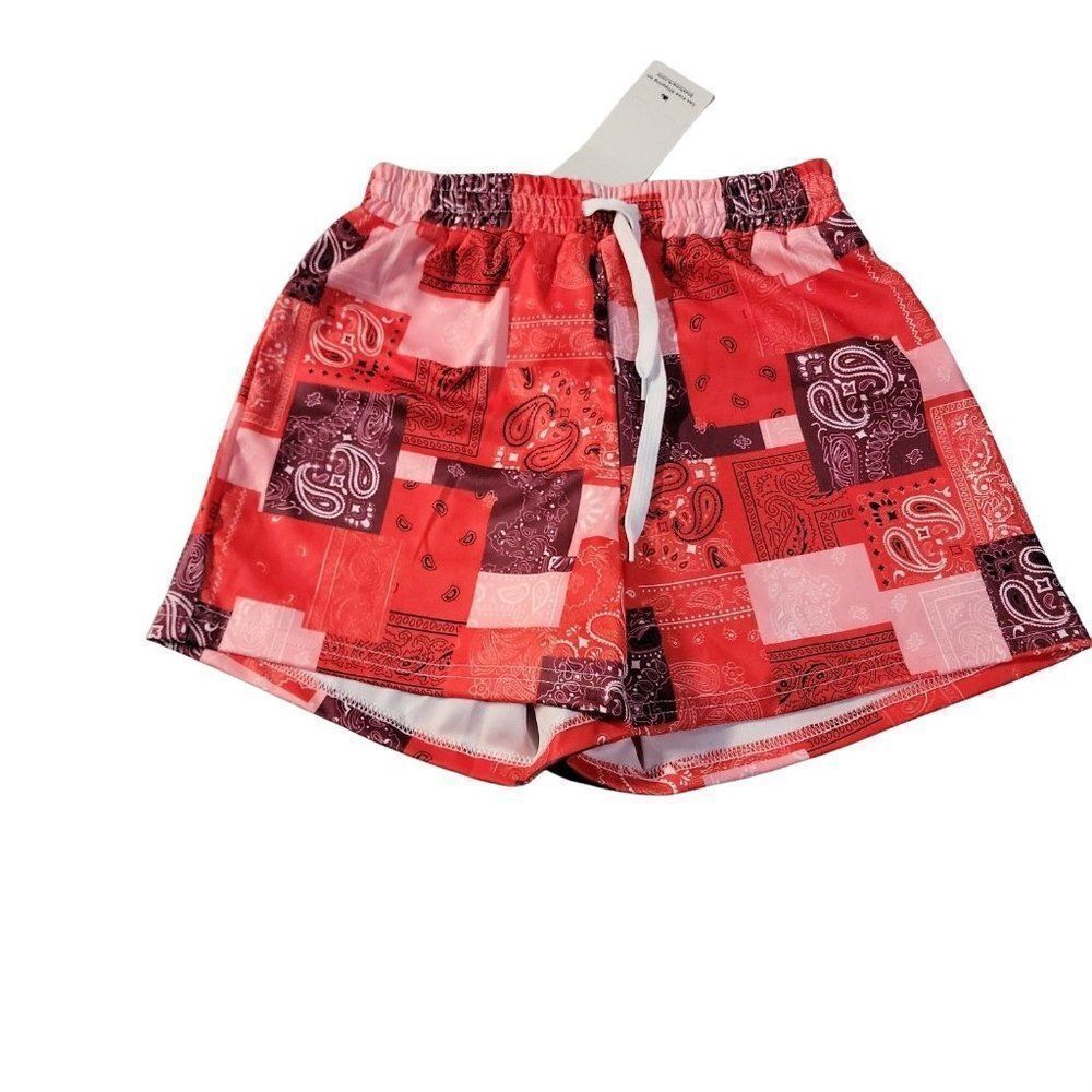 Blush Mark Womens Orange Paisley Elastic Waist Stretch Bermuda Shorts XS